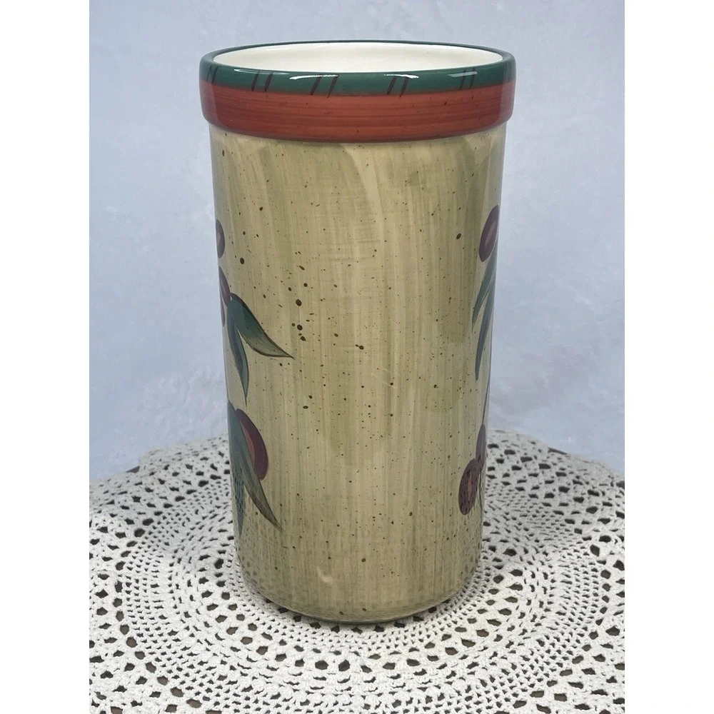 Ceramic Wine Cooler Utensil Holder Olive Branch Tuscany Kitchen Crock